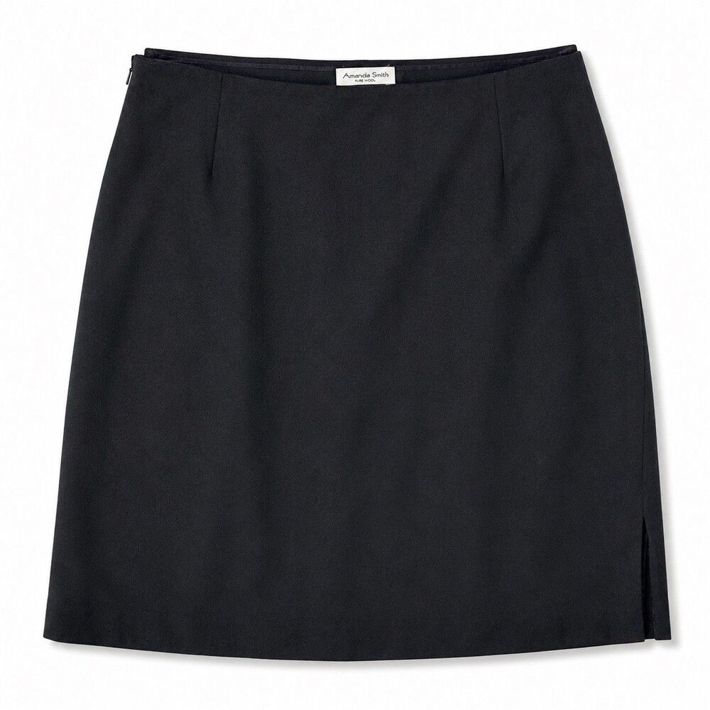 Amanda Smith Skirt Women's 6 Black Wool Pencil Knee Length Lined Back Slit Work